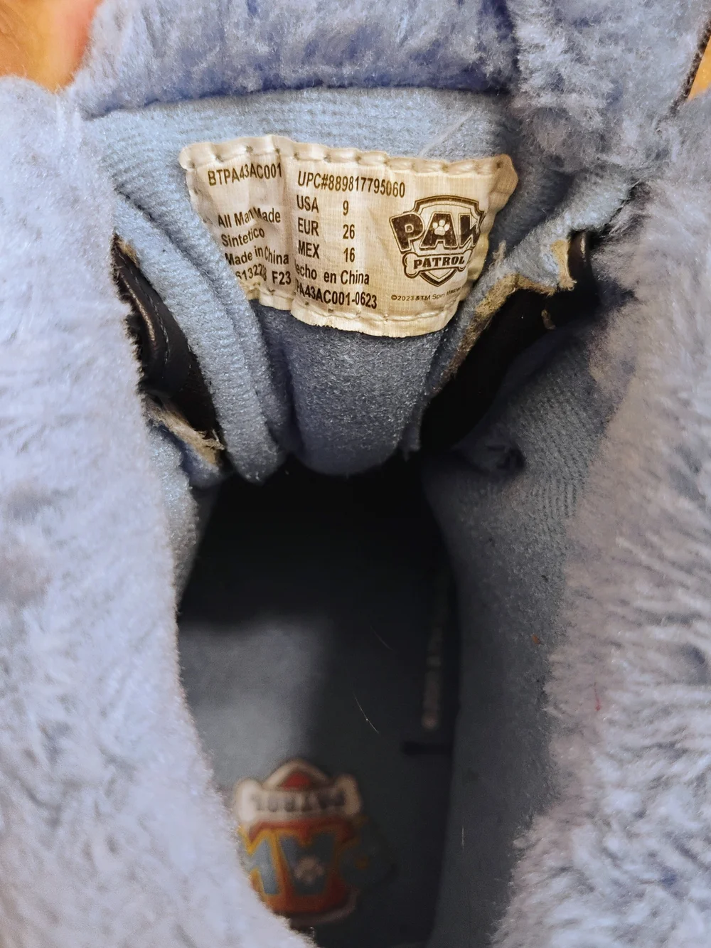 Blue Kids Winter Boots with Paw Print and Character Accents